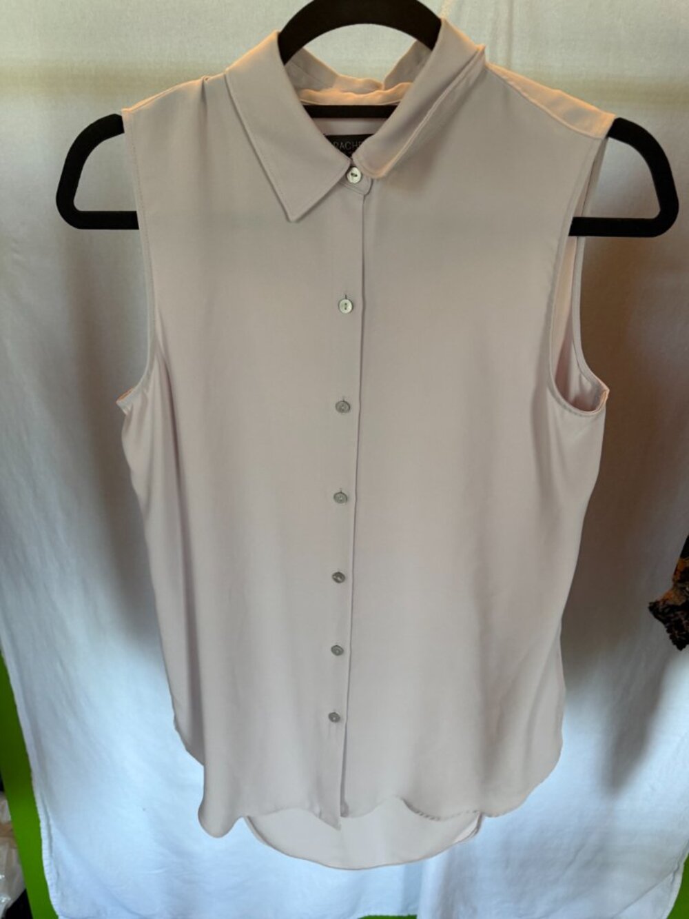 Rachel Zoe Soft Pink Sleeveless Button Up Collared Blouse S